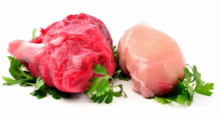 گوشت گاو نر و مرغ
